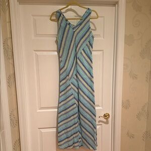 J. Jill Blue and Aqua Striped Maxi Dress